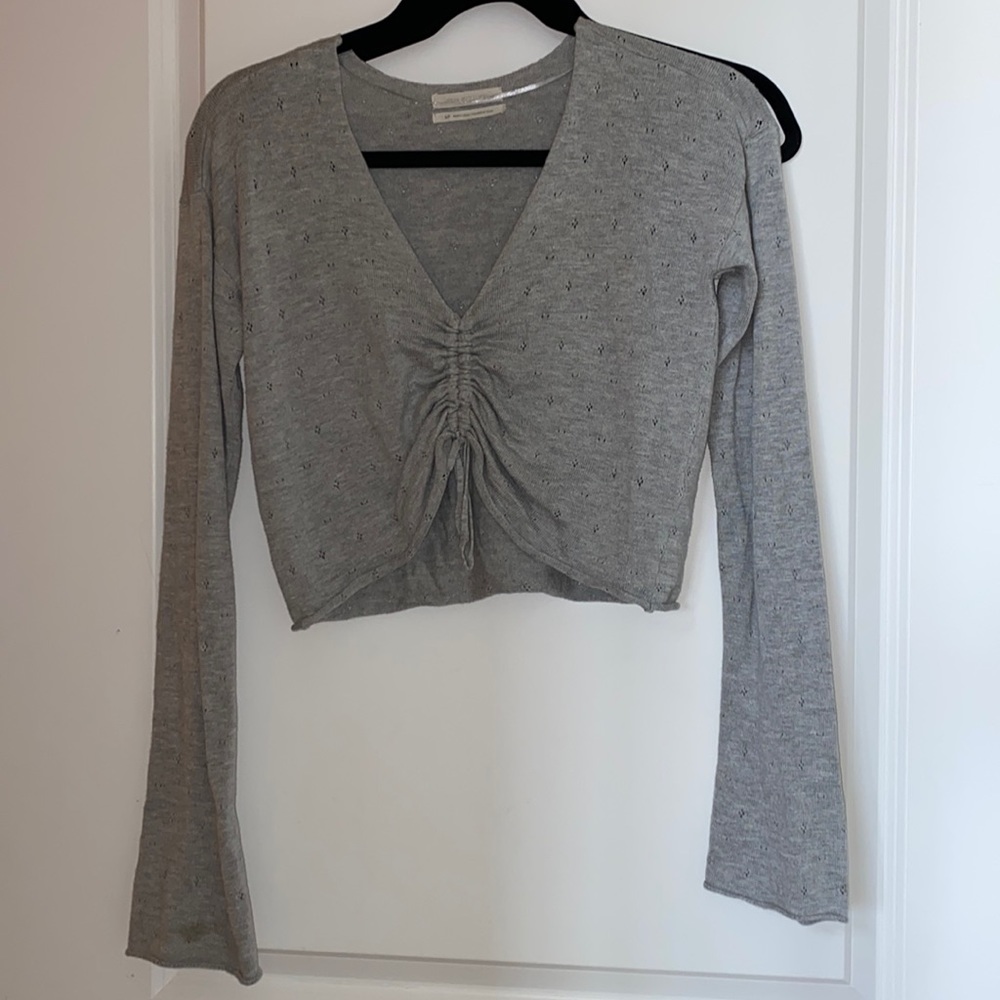 Cropped sweater with ruching